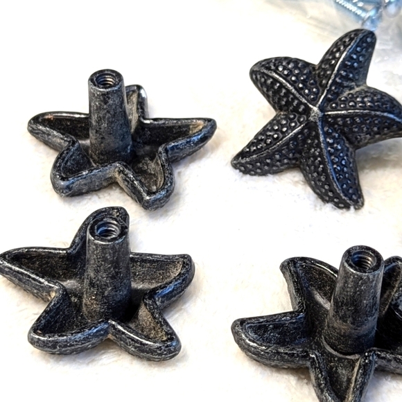 Starfish Pewter Grey Starfish Drawer Pulls - Qty 5 with Hardware - Picture 4 of 6